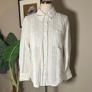 Soft Surroundings Bettina White Linen Top